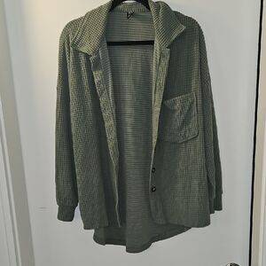 Green Waffle Knit Jacket
